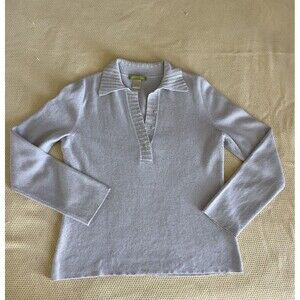 Sigrid Olsen Sequined Collared Sweater Size M Silk Angora Blend Henley Neckline